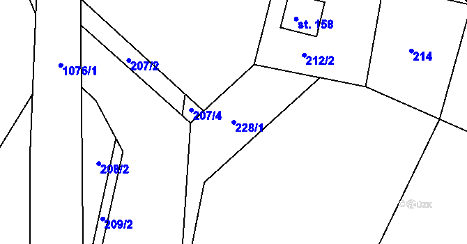 Parcela st. 228/1 v KÚ Skořice, Katastrální mapa