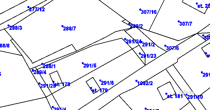 Parcela st. 291/7 v KÚ Skořice, Katastrální mapa