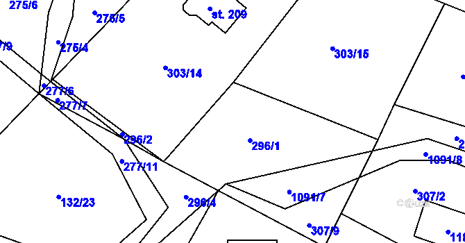 Parcela st. 303/16 v KÚ Skořice, Katastrální mapa