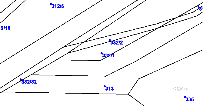 Parcela st. 332/1 v KÚ Skořice, Katastrální mapa