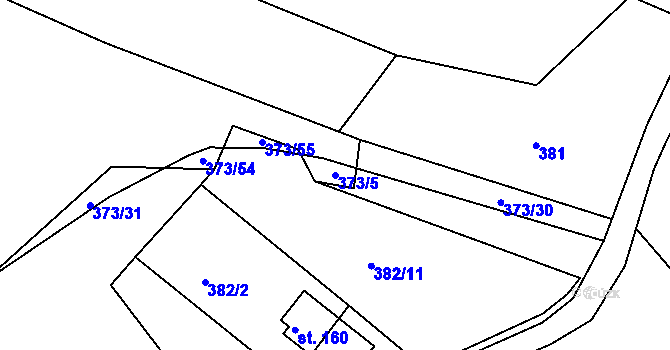 Parcela st. 373/5 v KÚ Skořice, Katastrální mapa
