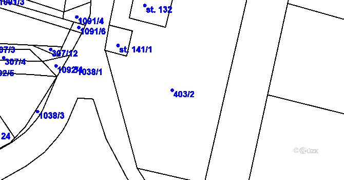 Parcela st. 403/2 v KÚ Skořice, Katastrální mapa