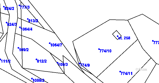Parcela st. 774/8 v KÚ Skořice, Katastrální mapa