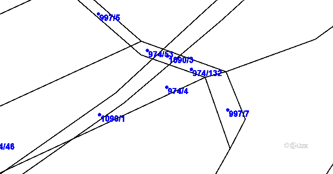 Parcela st. 974/4 v KÚ Skořice, Katastrální mapa