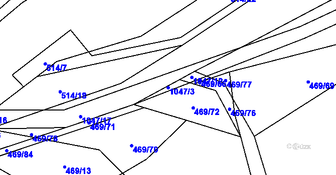 Parcela st. 1047/3 v KÚ Skořice, Katastrální mapa