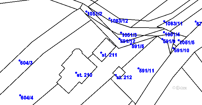 Parcela st. 211 v KÚ Skořice, Katastrální mapa