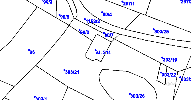Parcela st. 214 v KÚ Skořice, Katastrální mapa