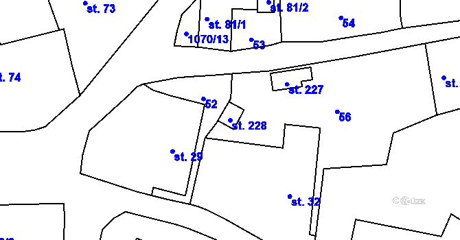 Parcela st. 228 v KÚ Skořice, Katastrální mapa