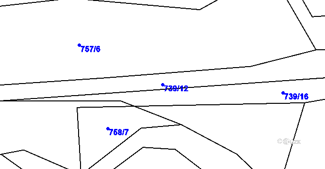 Parcela st. 739/12 v KÚ Skořice, Katastrální mapa
