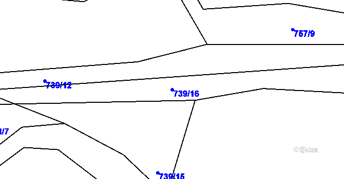 Parcela st. 739/16 v KÚ Skořice, Katastrální mapa