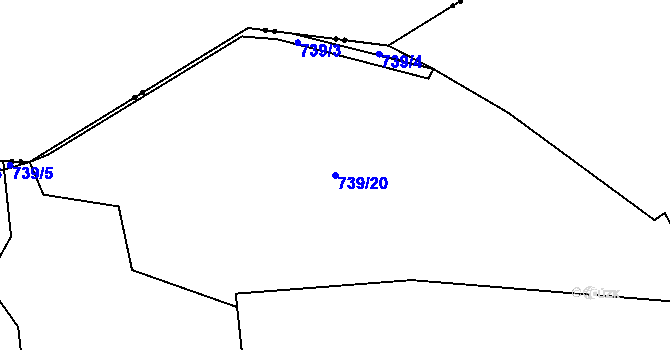 Parcela st. 739/20 v KÚ Skořice, Katastrální mapa