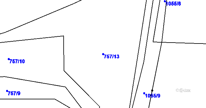 Parcela st. 757/13 v KÚ Skořice, Katastrální mapa