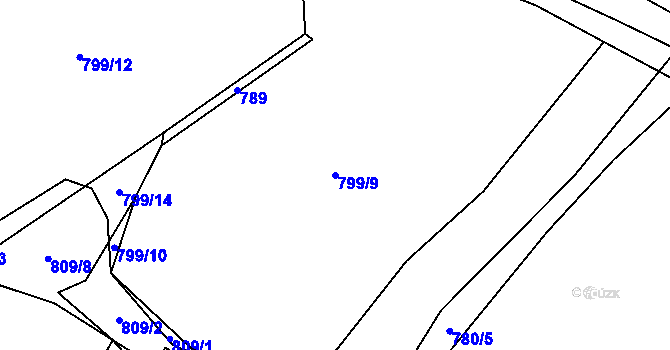 Parcela st. 799/9 v KÚ Skořice, Katastrální mapa