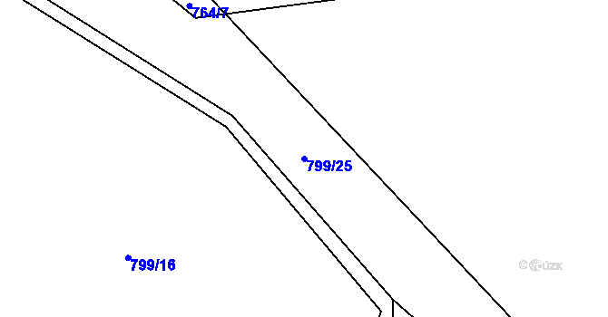 Parcela st. 799/25 v KÚ Skořice, Katastrální mapa