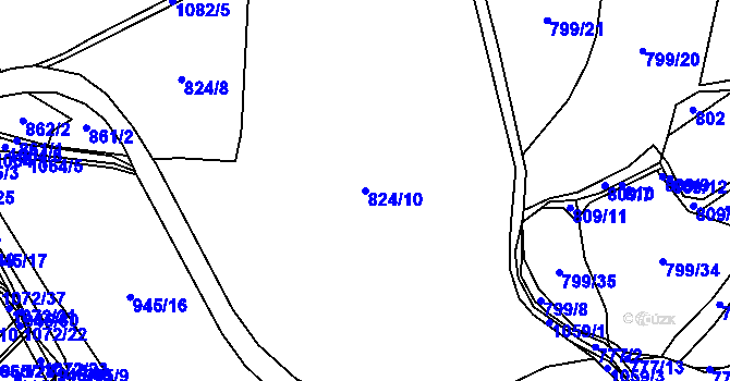 Parcela st. 824/10 v KÚ Skořice, Katastrální mapa