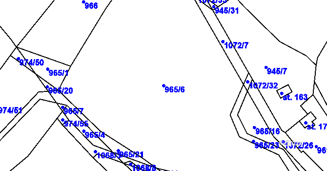 Parcela st. 965/6 v KÚ Skořice, Katastrální mapa