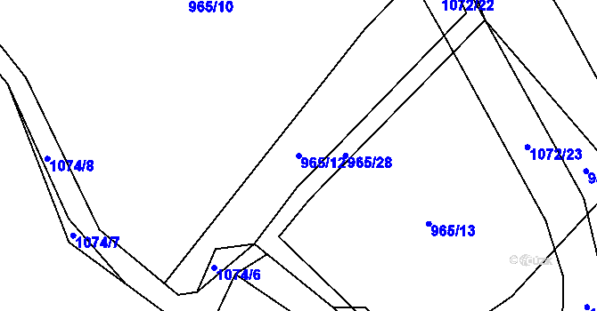 Parcela st. 965/12 v KÚ Skořice, Katastrální mapa