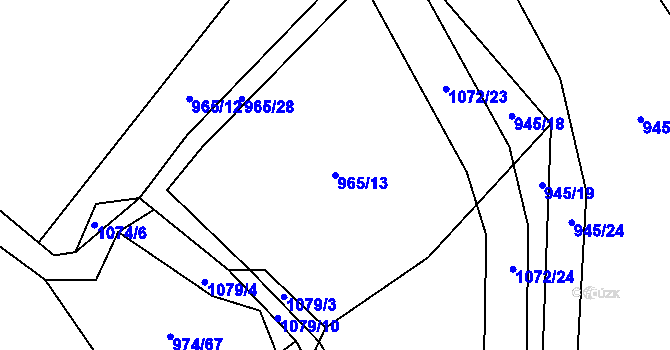 Parcela st. 965/13 v KÚ Skořice, Katastrální mapa