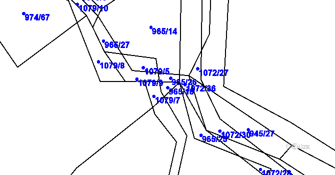 Parcela st. 965/18 v KÚ Skořice, Katastrální mapa