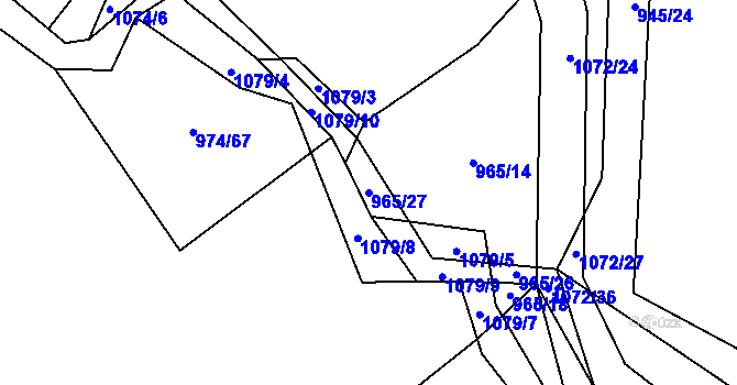 Parcela st. 965/27 v KÚ Skořice, Katastrální mapa