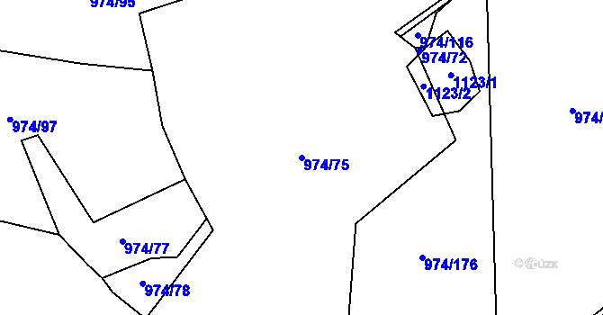 Parcela st. 974/75 v KÚ Skořice, Katastrální mapa
