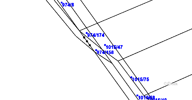 Parcela st. 974/158 v KÚ Skořice, Katastrální mapa