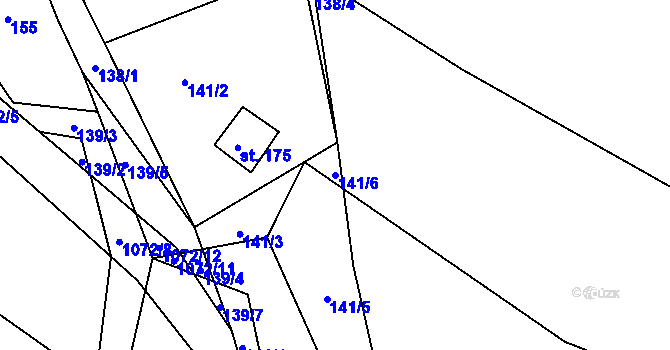 Parcela st. 141/6 v KÚ Skořice, Katastrální mapa