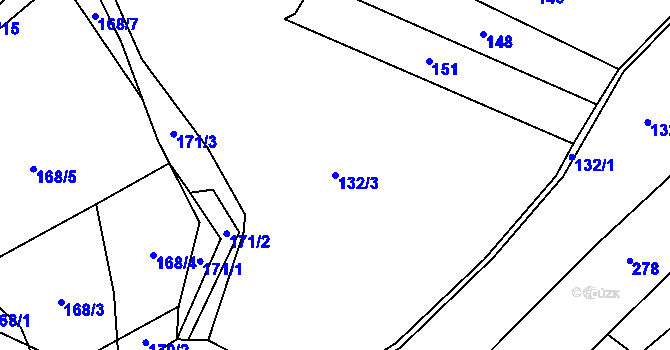 Parcela st. 132/3 v KÚ Skořice, Katastrální mapa