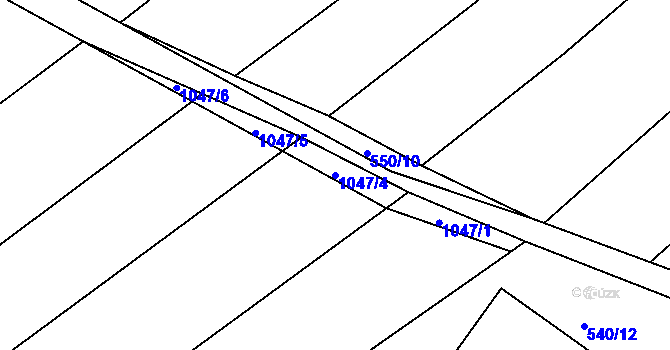 Parcela st. 1047/4 v KÚ Skořice, Katastrální mapa