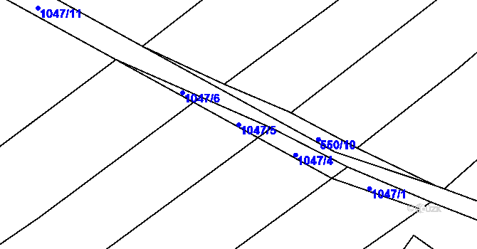 Parcela st. 1047/5 v KÚ Skořice, Katastrální mapa