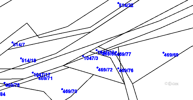 Parcela st. 1047/12 v KÚ Skořice, Katastrální mapa
