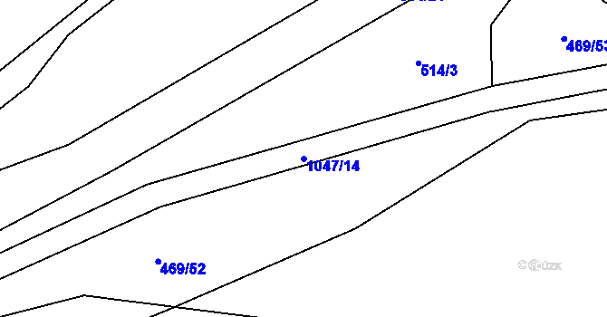 Parcela st. 1047/14 v KÚ Skořice, Katastrální mapa