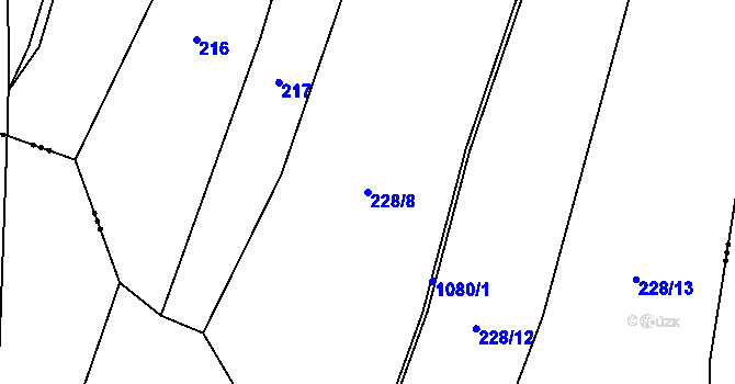 Parcela st. 228/8 v KÚ Skořice, Katastrální mapa