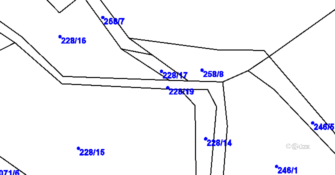 Parcela st. 228/19 v KÚ Skořice, Katastrální mapa