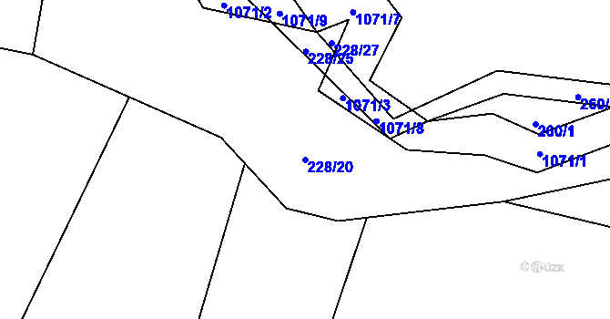Parcela st. 228/20 v KÚ Skořice, Katastrální mapa