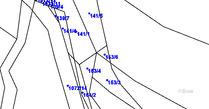 Parcela st. 153/6 v KÚ Skořice, Katastrální mapa
