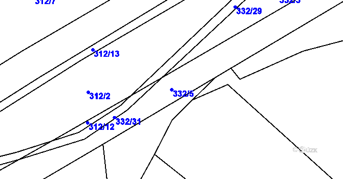 Parcela st. 332/5 v KÚ Skořice, Katastrální mapa