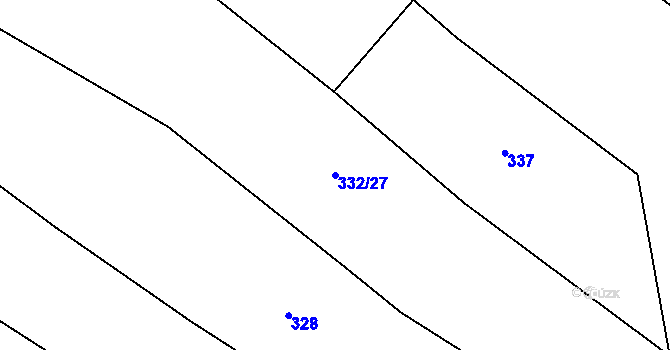 Parcela st. 332/27 v KÚ Skořice, Katastrální mapa
