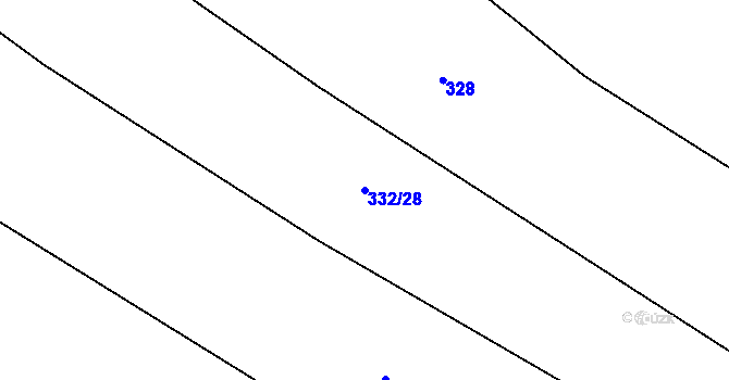 Parcela st. 332/28 v KÚ Skořice, Katastrální mapa