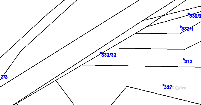 Parcela st. 332/32 v KÚ Skořice, Katastrální mapa