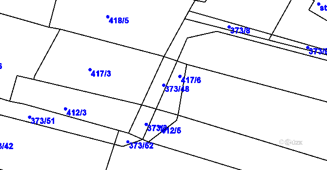 Parcela st. 373/48 v KÚ Skořice, Katastrální mapa
