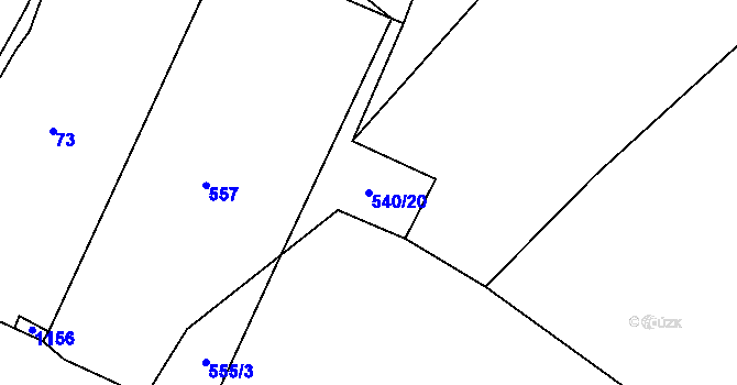 Parcela st. 540/20 v KÚ Skořice, Katastrální mapa