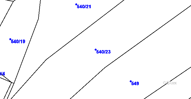 Parcela st. 540/23 v KÚ Skořice, Katastrální mapa