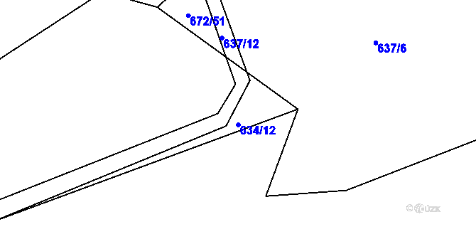 Parcela st. 634/12 v KÚ Skořice, Katastrální mapa