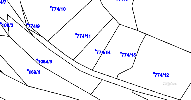Parcela st. 774/14 v KÚ Skořice, Katastrální mapa