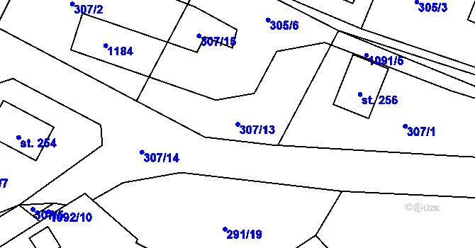 Parcela st. 307/13 v KÚ Skořice, Katastrální mapa