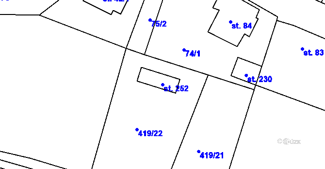 Parcela st. 252 v KÚ Skořice, Katastrální mapa