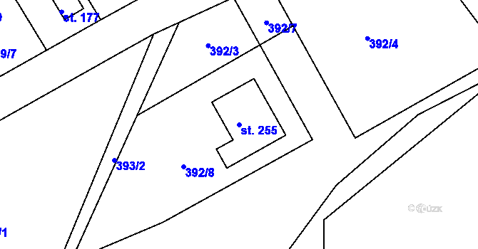 Parcela st. 255 v KÚ Skořice, Katastrální mapa