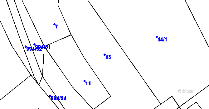 Parcela st. 13 v KÚ Skotnice, Katastrální mapa