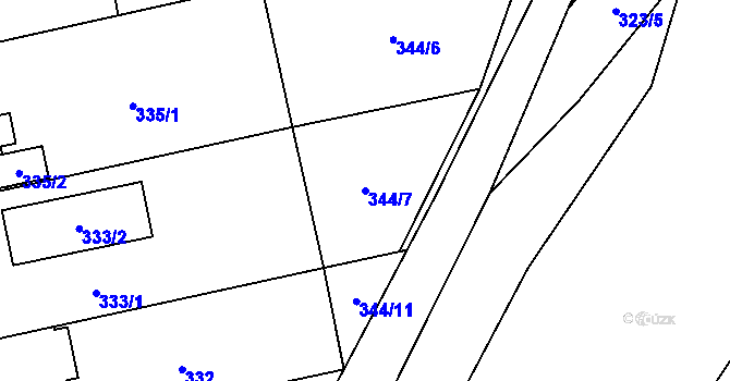 Parcela st. 344/7 v KÚ Skotnice, Katastrální mapa